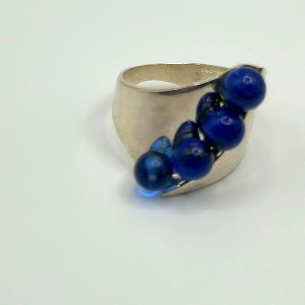 925 silver Lapis lLazuli stone ring